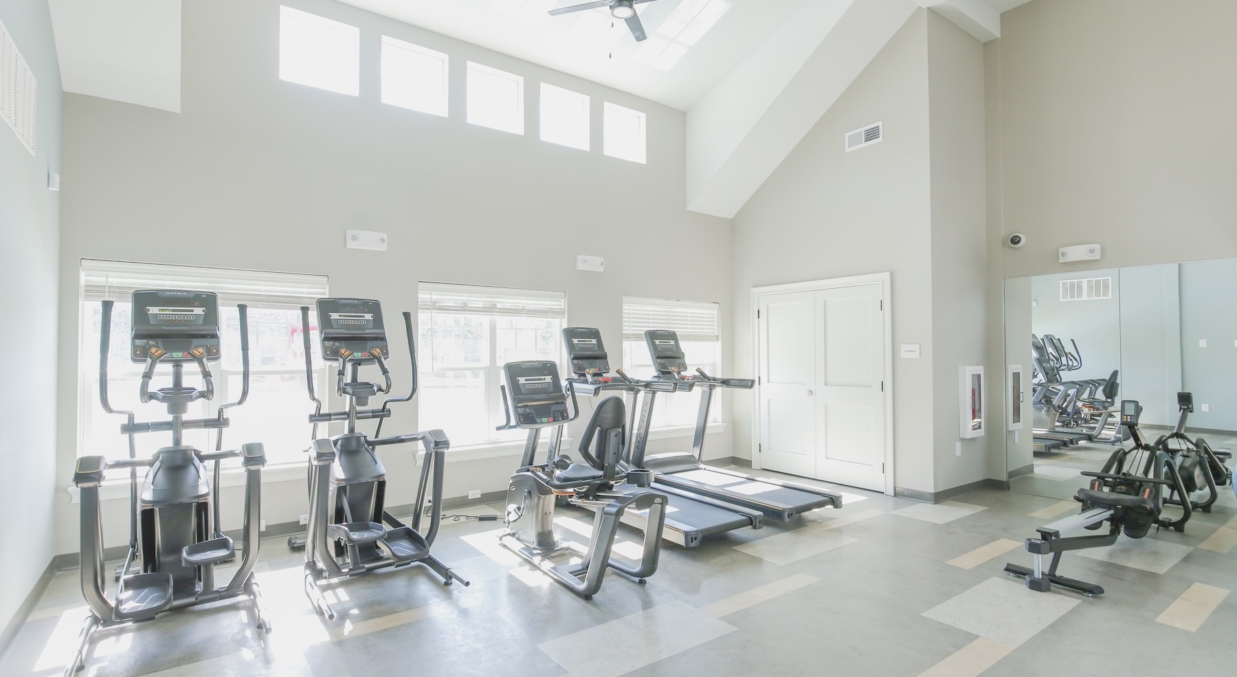 a gym with exercise equipment